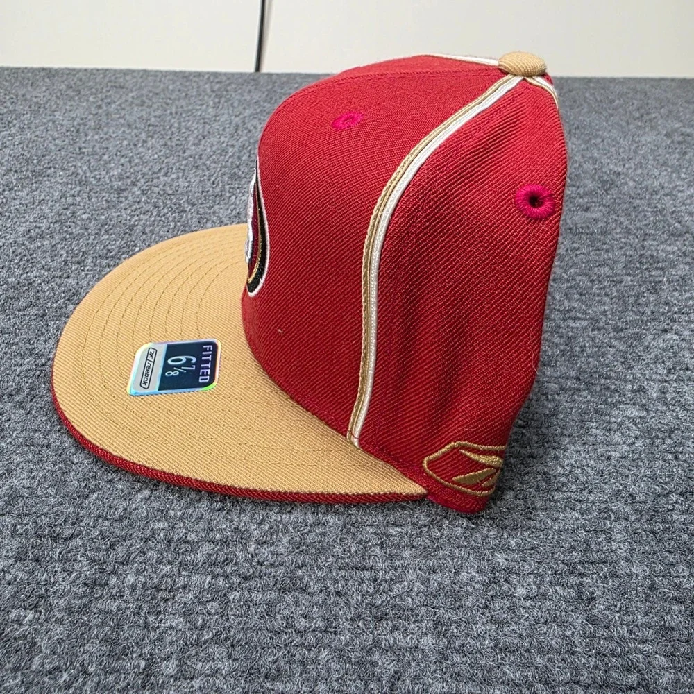 Reebok San Francisco 49ers NFL Fitted Baseball Cap Red‎ Gold 6 7/8 100% Wool VTG